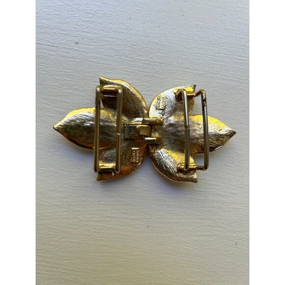 MIMI DI N 1981 Belt Buckle LEAVES Interlocking Gold Tone Metal Vintage Signed - Picture 2 of 9
